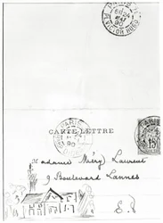 Enveloppe avec dessins de Stéphane Mallarmé à Méry Laurent, 1890
